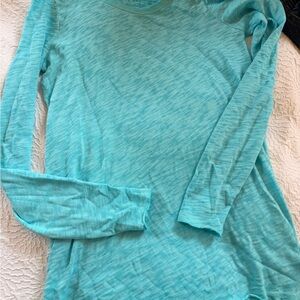 ATM Women's Slub Jersey Long Sleeve Destroyed Tee Aqua XS